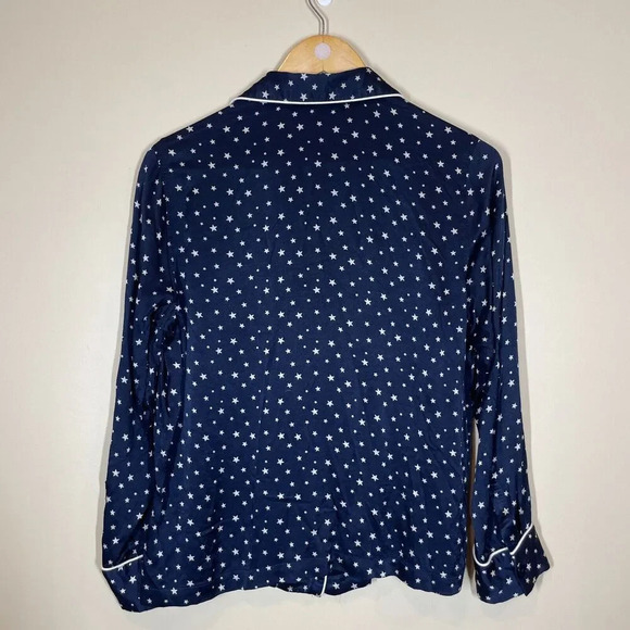 Rails Satin Pajama Top Midnight Stars Women's Size Medium Button Up Collared - Picture 2 of 10